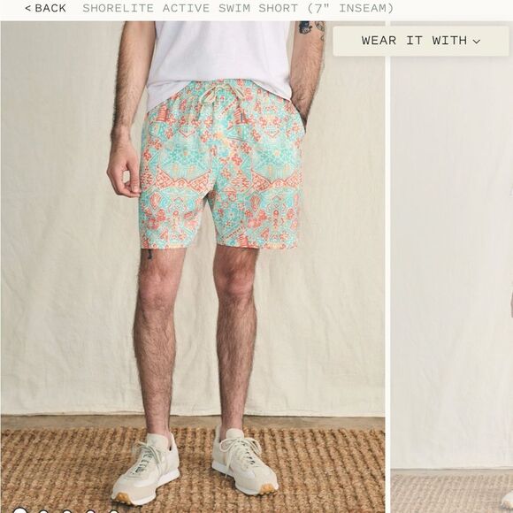 Faherty Shorelite Active Swim Short (7" Inseam) NWT - Picture 4 of 4